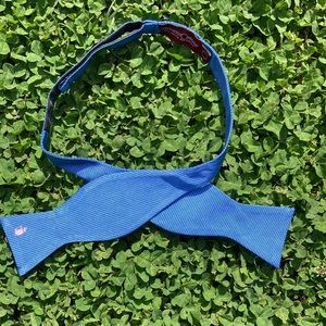 SOLD - Southern Proper Bow Tie, Blue with Pig